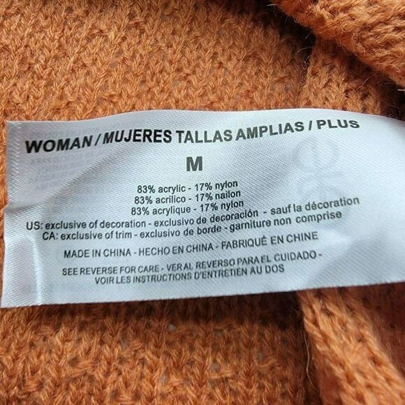 Vintage America Women's Bohemian Style Sweater Size Medium Orange Draw String - Picture 6 of 9